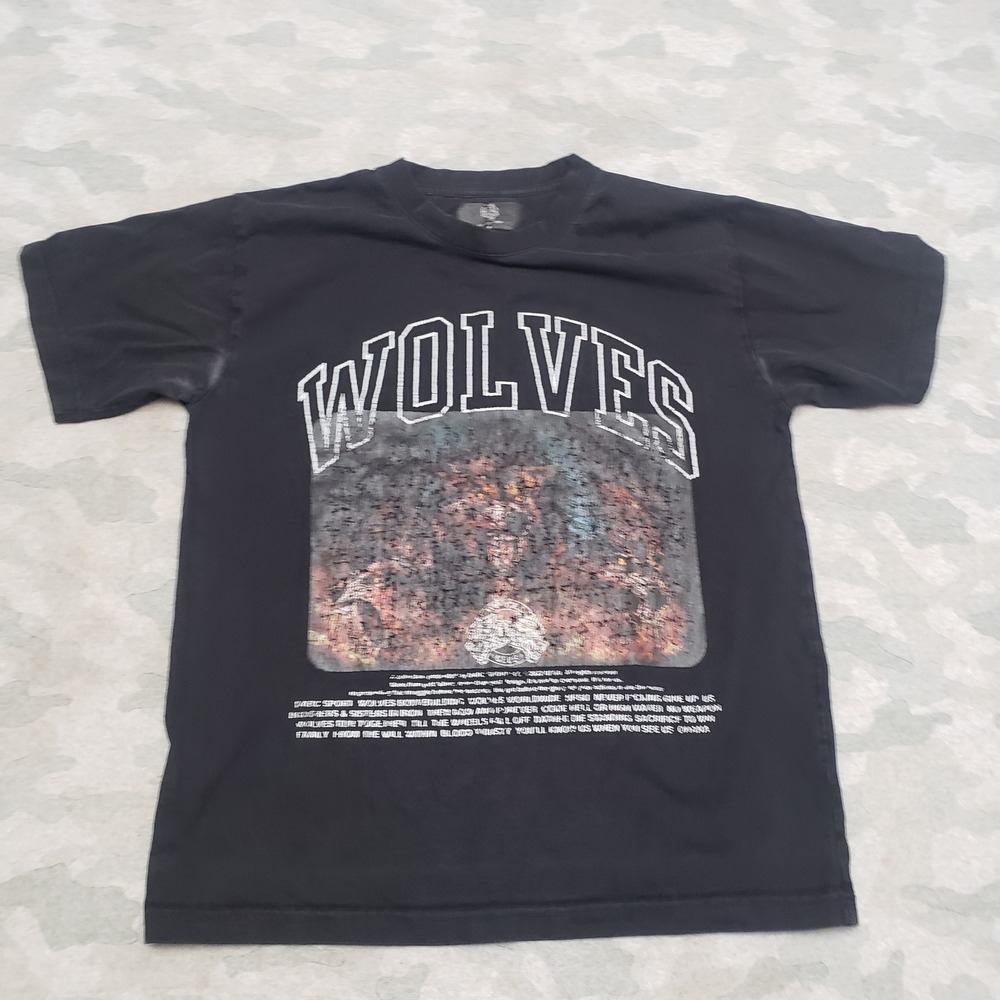 Darc Sport Wolves Top Womens Medium Black Graphic Bodybuilding Short Sleeve